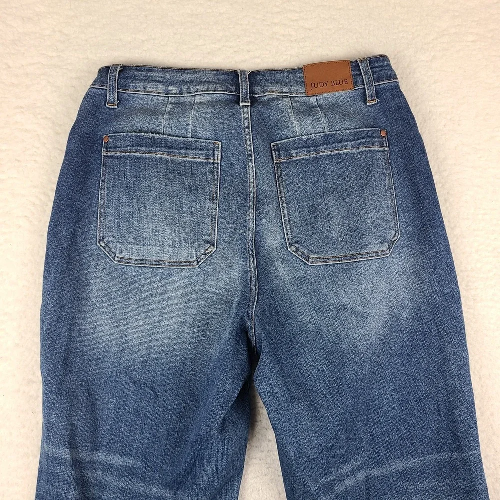 Judy Blue Jeans Womens 16W Blue Wide Leg Crop Dark Wash Denim JB88904